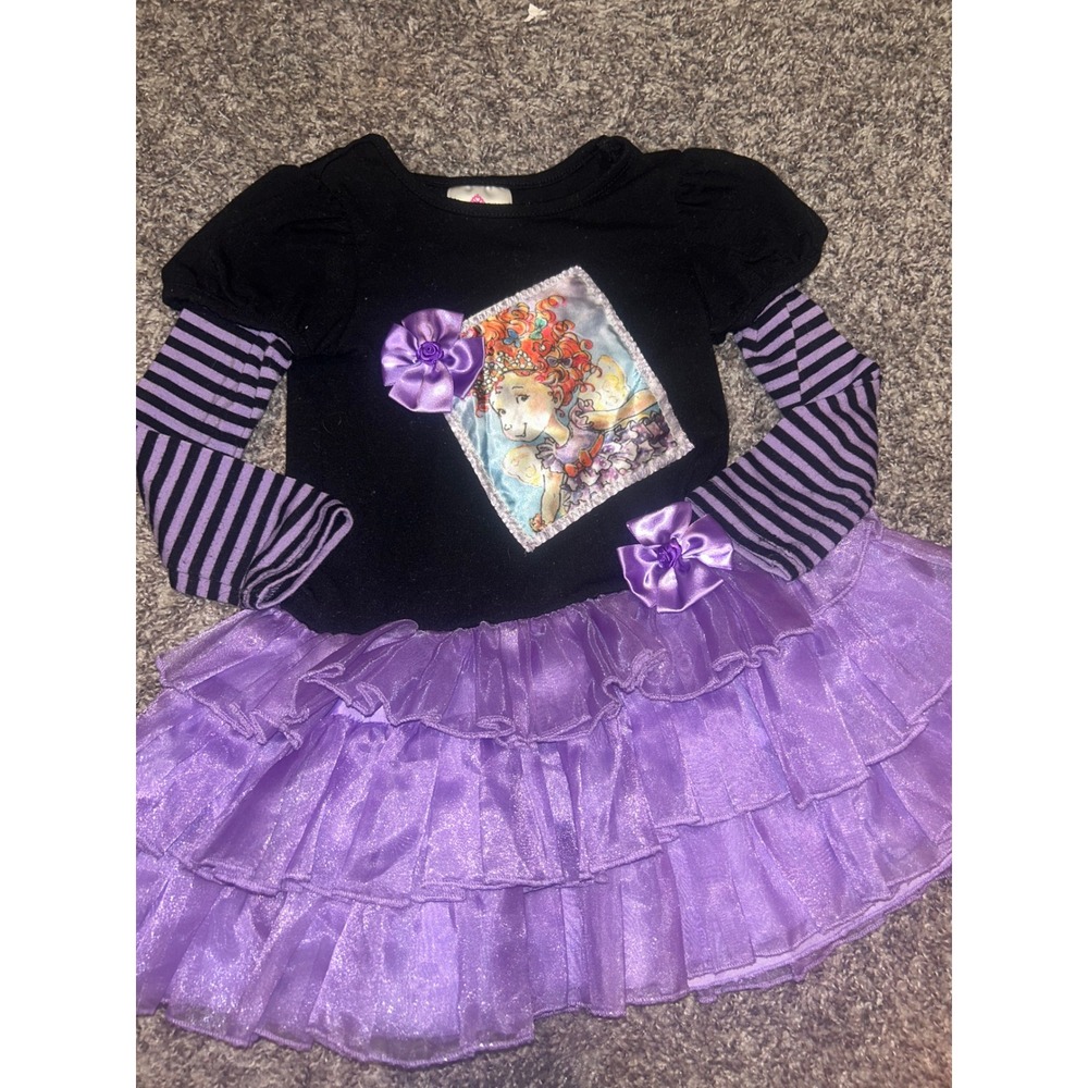 Fancy Nancy Girls Tutu Dress Black Purple Striped Long Sleeve Size 3T 72432307